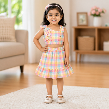 One-shoulder crop top & skirt set-Two-piece