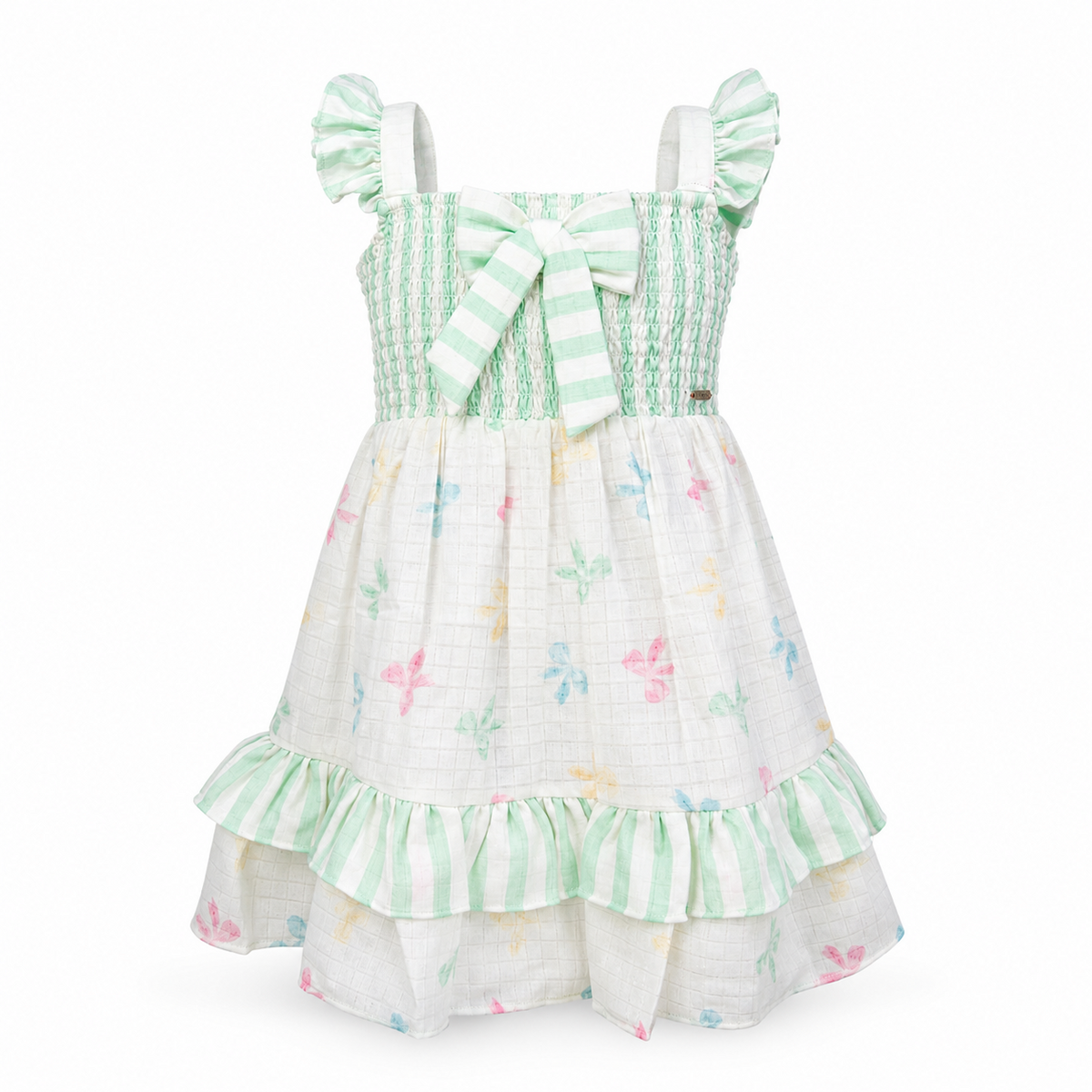 Ruffle-Strap Smocked Frock