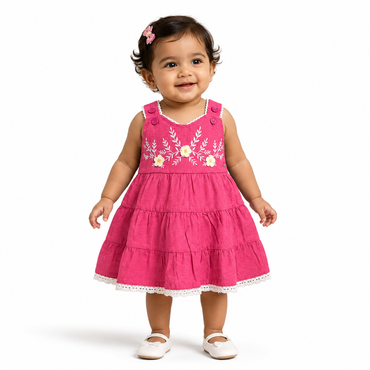 Infant Embroidered Tiered Dress One-piece