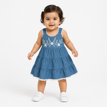 Infant Embroidered Tiered Dress One-piece