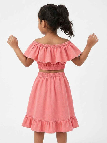 Coral Breeze Ruffle Co-ord Set
