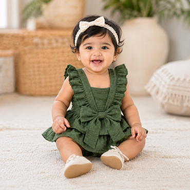 Everly Ruffle Sage Romper