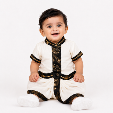 Traditional Kasavu Baby Boy Shirt & Dhoti Set