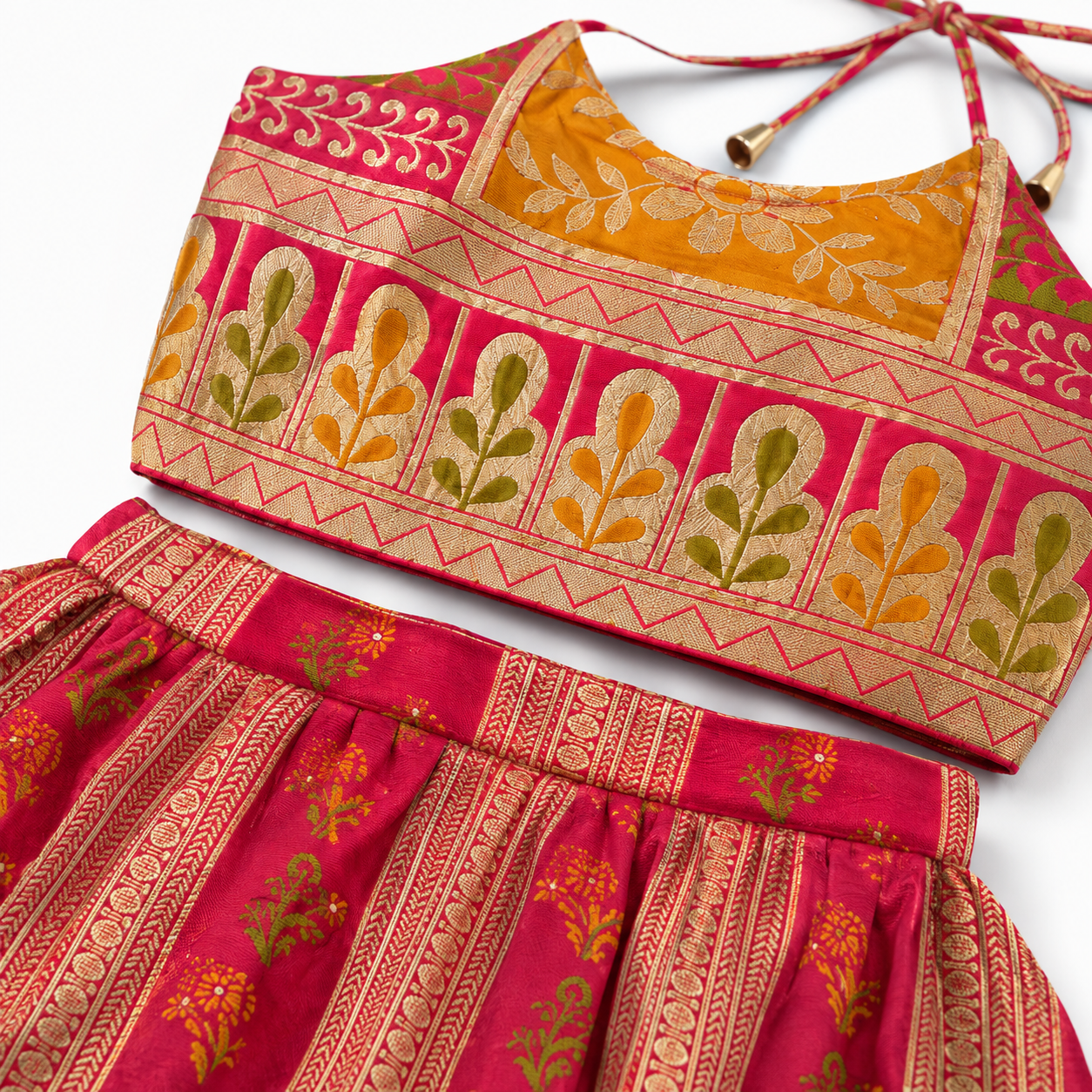 Halter Neck Crop Top With A-Line Skirt