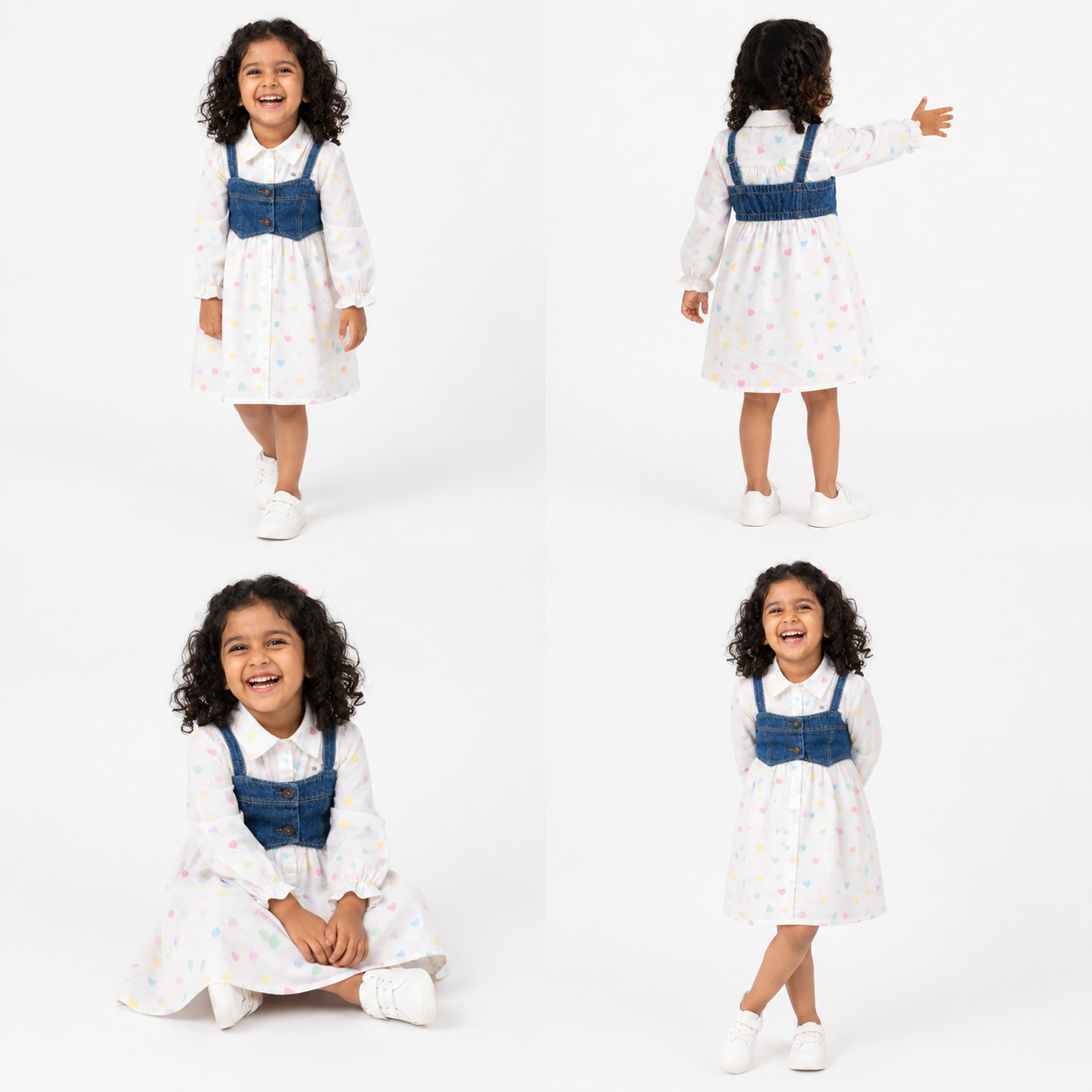 Shirt Dress With Denim Vest - KinderMox