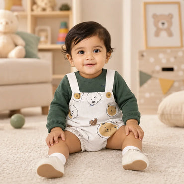 Baby Dungaree Style Romper With Inner Top