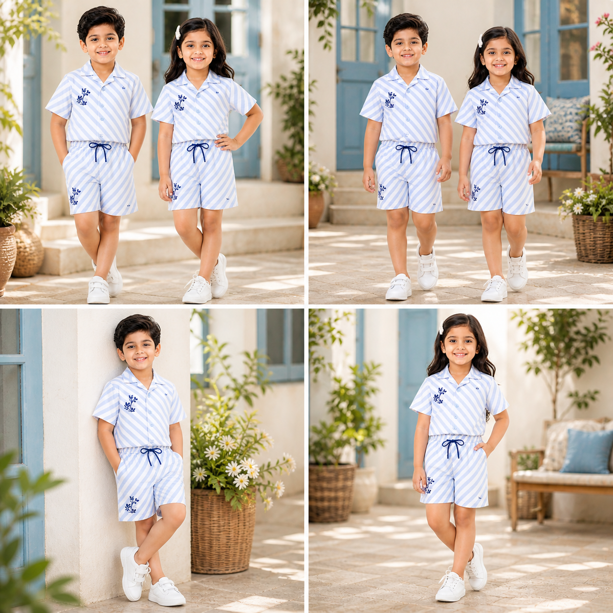 Aqua Striped Unisex Co-ord Set