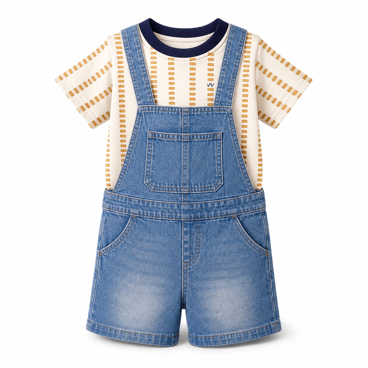Striped tee and denim dungree