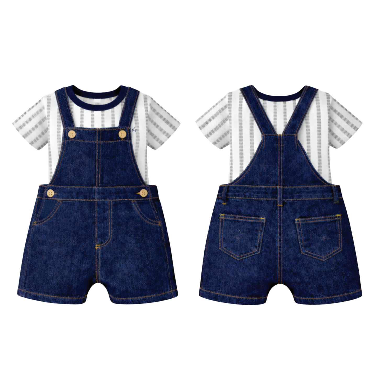 Striped tee and denim dungree