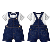 Striped tee and denim dungree