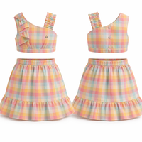 One-shoulder crop top & skirt set-Two-piece