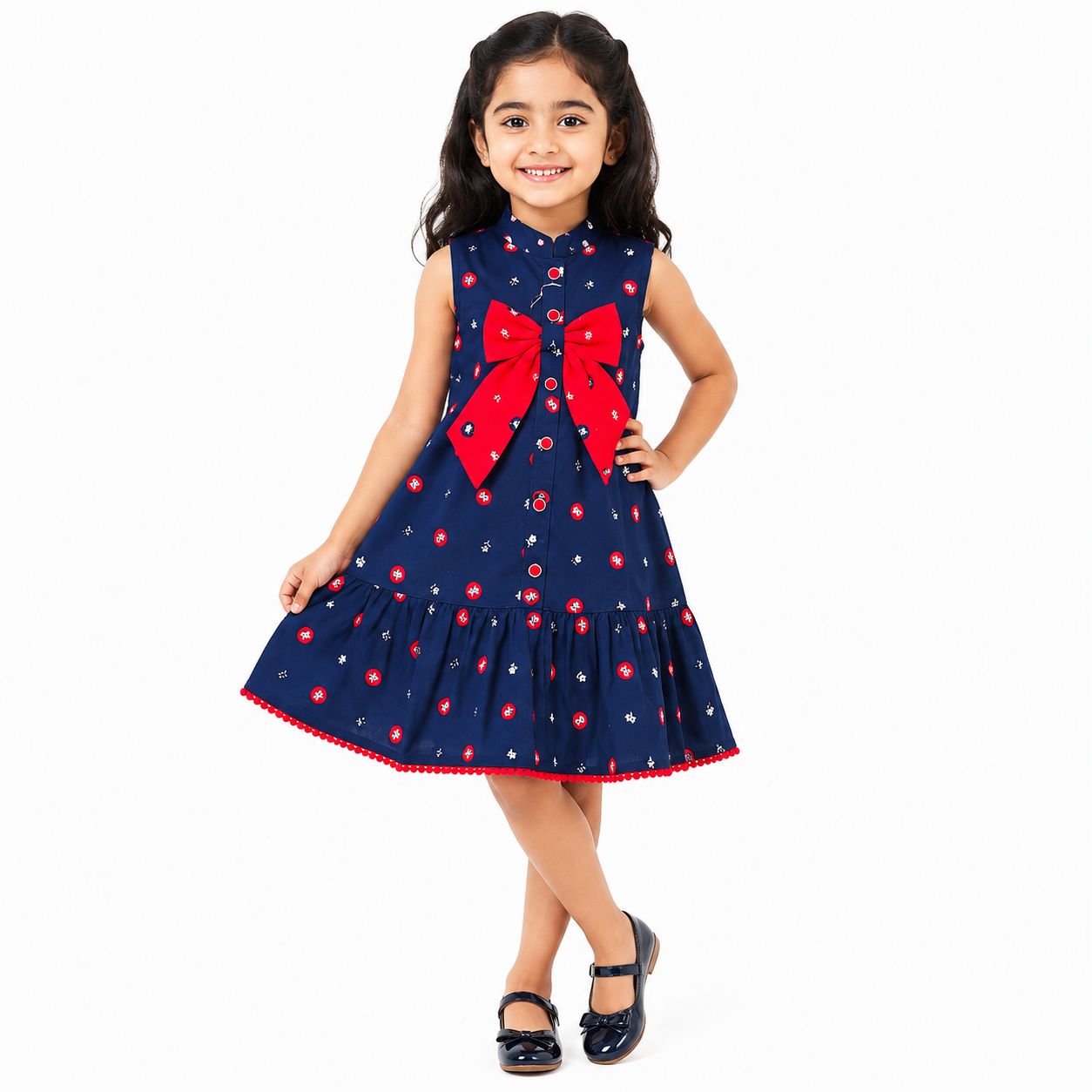 High neck A-line frock-One piece