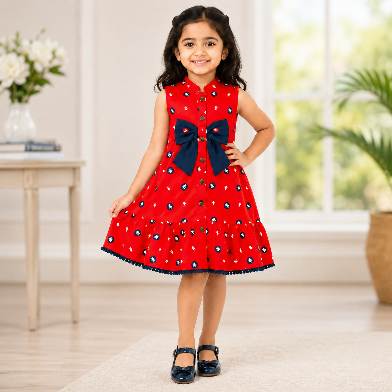 High neck A-line frock-One piece