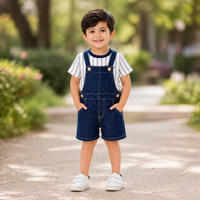 Striped tee and denim dungree