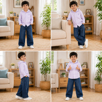 Sunny Trail Hooded Shirt & Wide-Leg Denim Set