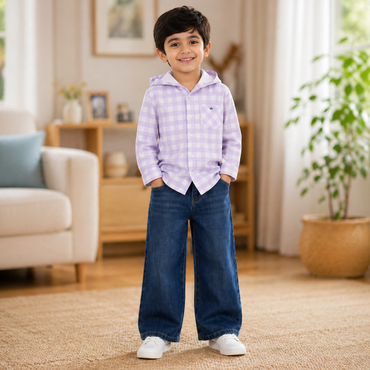 Sunny Trail Hooded Shirt & Wide-Leg Denim Set