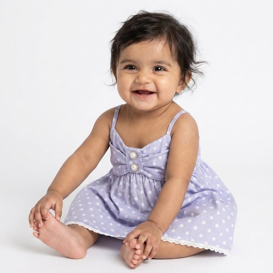 Baby Girls Printed Fit & Flare Dress- One piece