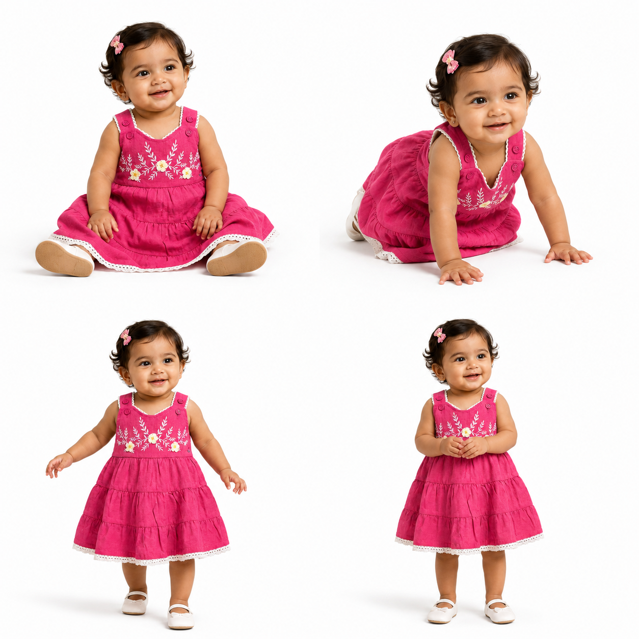 Infant Embroidered Tiered Dress One-piece