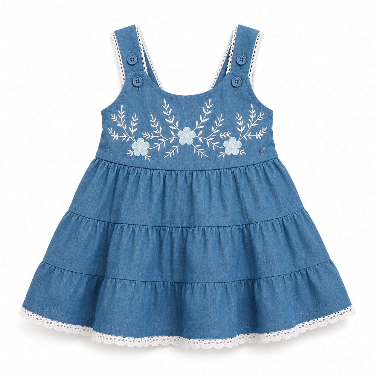 Infant Embroidered Tiered Dress One-piece