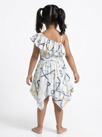 Girls’ One-Shoulder Kerchief Hem Dress -One piece