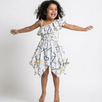 Girls’ One-Shoulder Kerchief Hem Dress -One piece