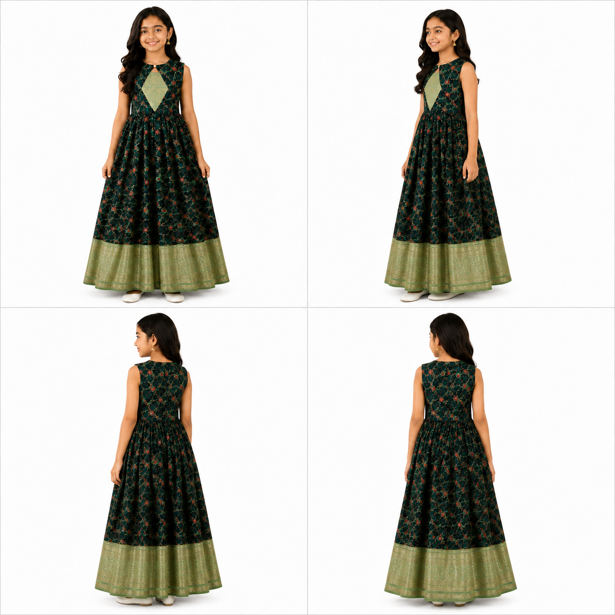 Girls Sleeveless Ethnic Gown One-piece