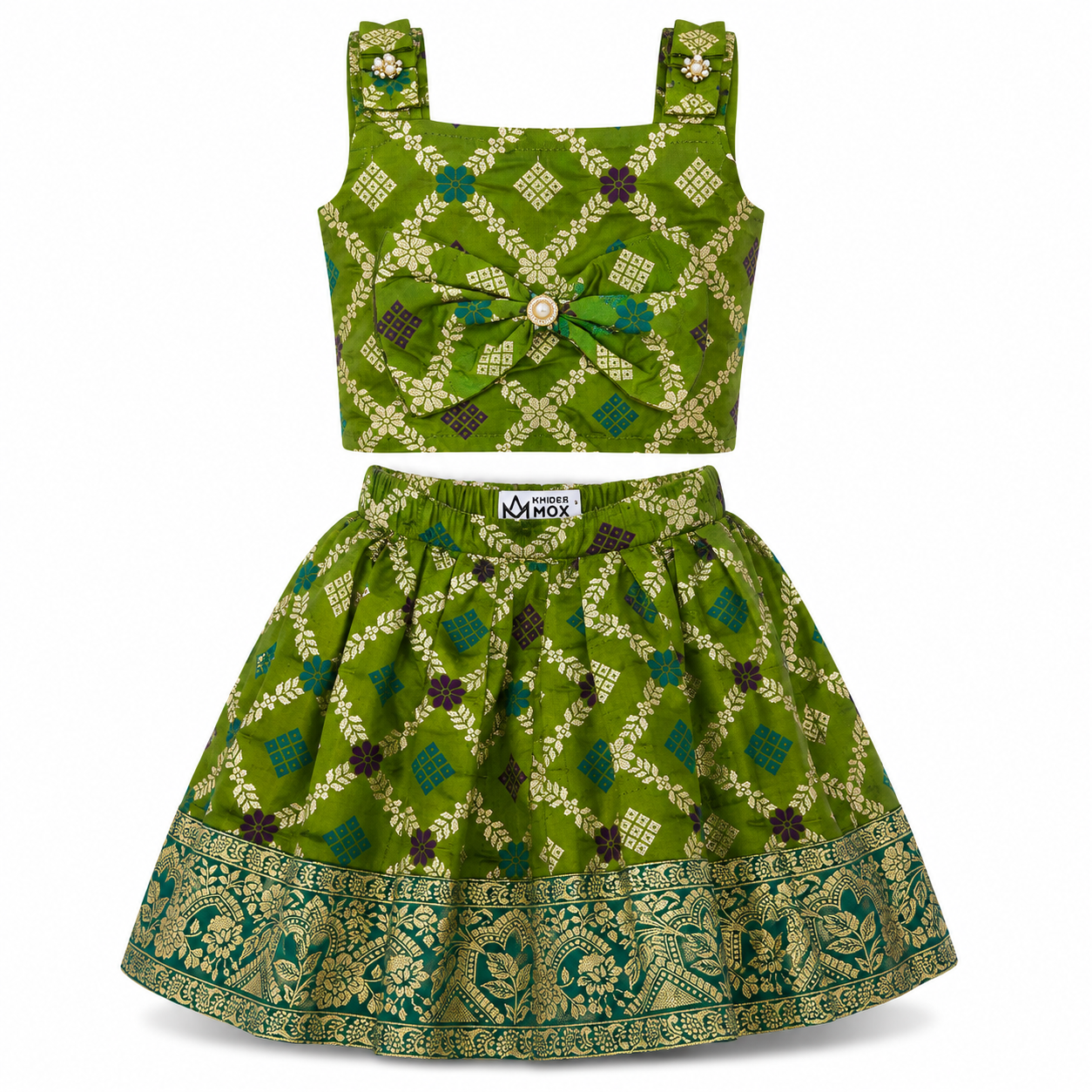 Infant Ethnic Crop Top & Pleated Skirt Set Two-piece