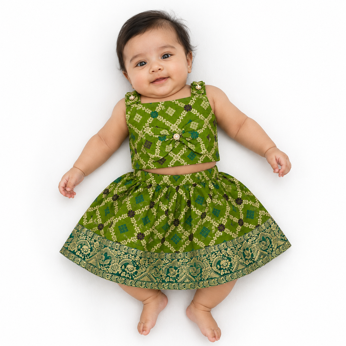 Infant Ethnic Crop Top & Pleated Skirt Set Two-piece