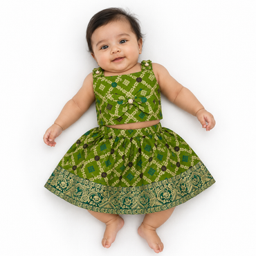 Infant Ethnic Crop Top & Pleated Skirt Set Two-piece