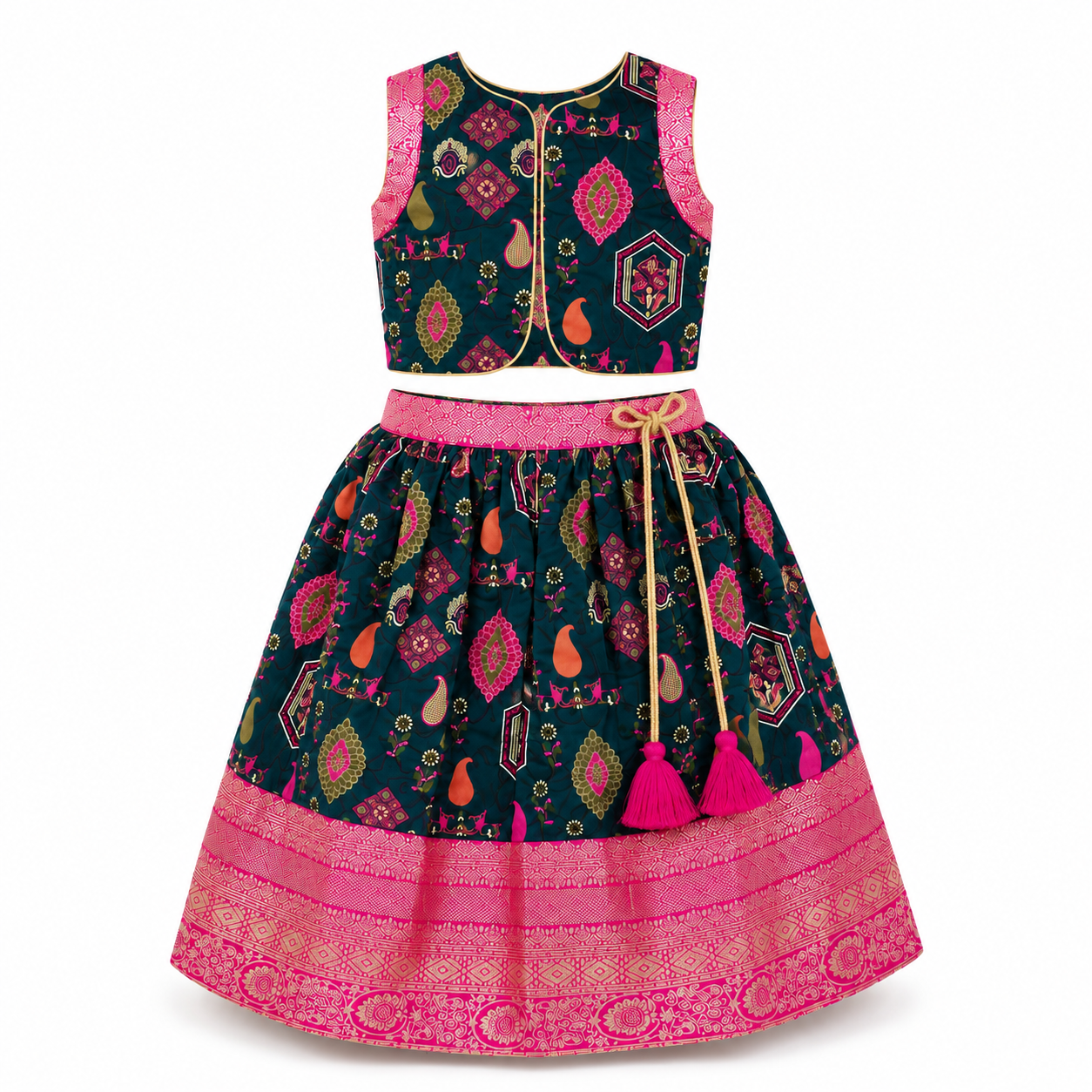 Toddler Festive Ethnic Blouse & Gathered Skirt Set Two-Piece