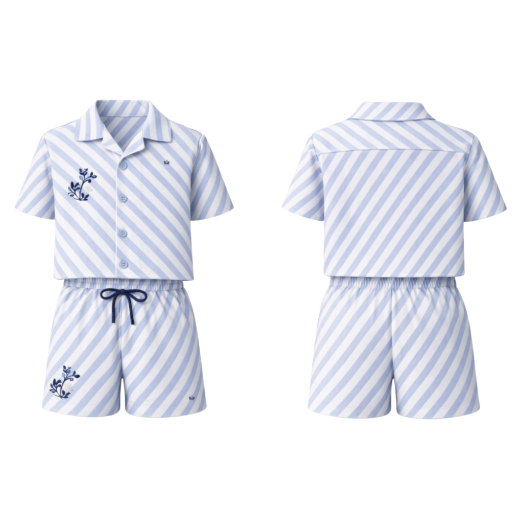 Aqua Striped Unisex Co-ord Set