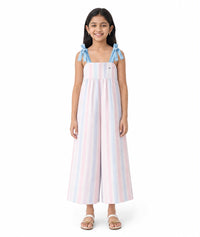 Girls tie strap wide leg jumpsuit