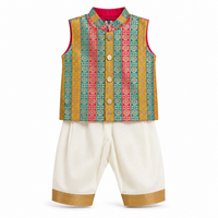 Festive Kids Waist Coat & Kasavu Trousers - KinderMox