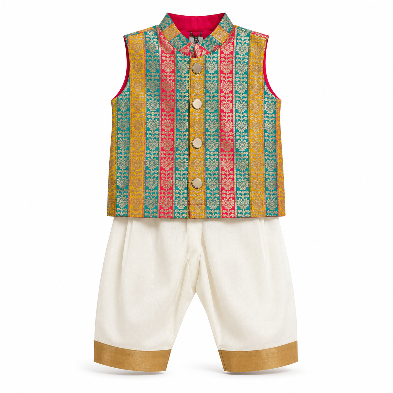 Festive Kids Waist Coat & Kasavu Trousers - KinderMox