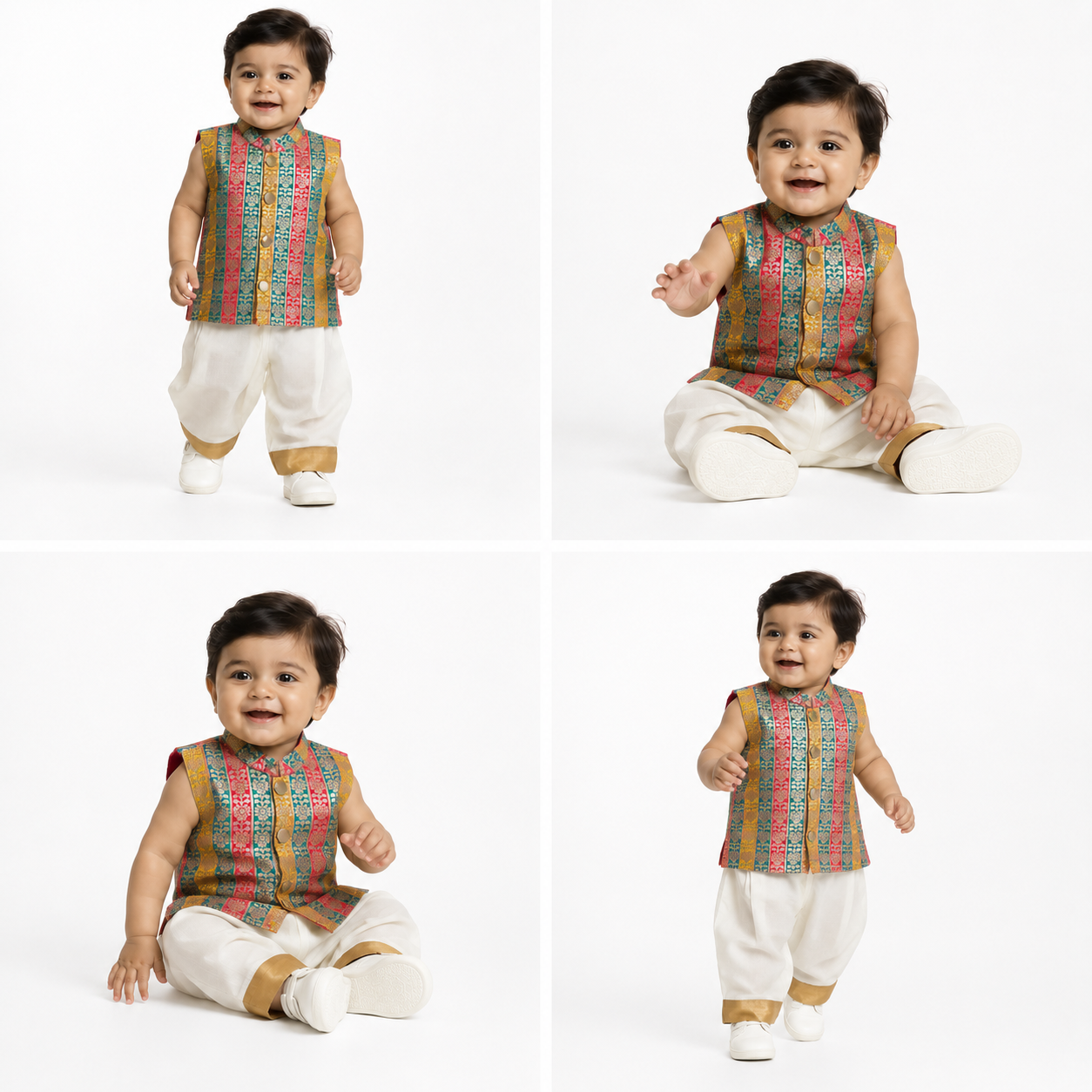 Festive Kids Waist Coat & Kasavu Trousers - KinderMox