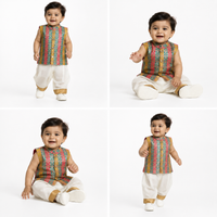 Festive Kids Waist Coat & Kasavu Trousers - KinderMox
