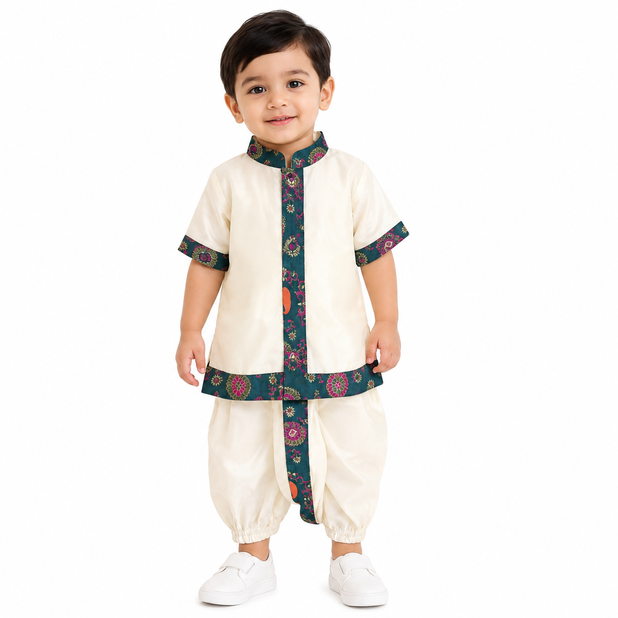 Traditional Kasavu Baby Shirt & Dhoti Set