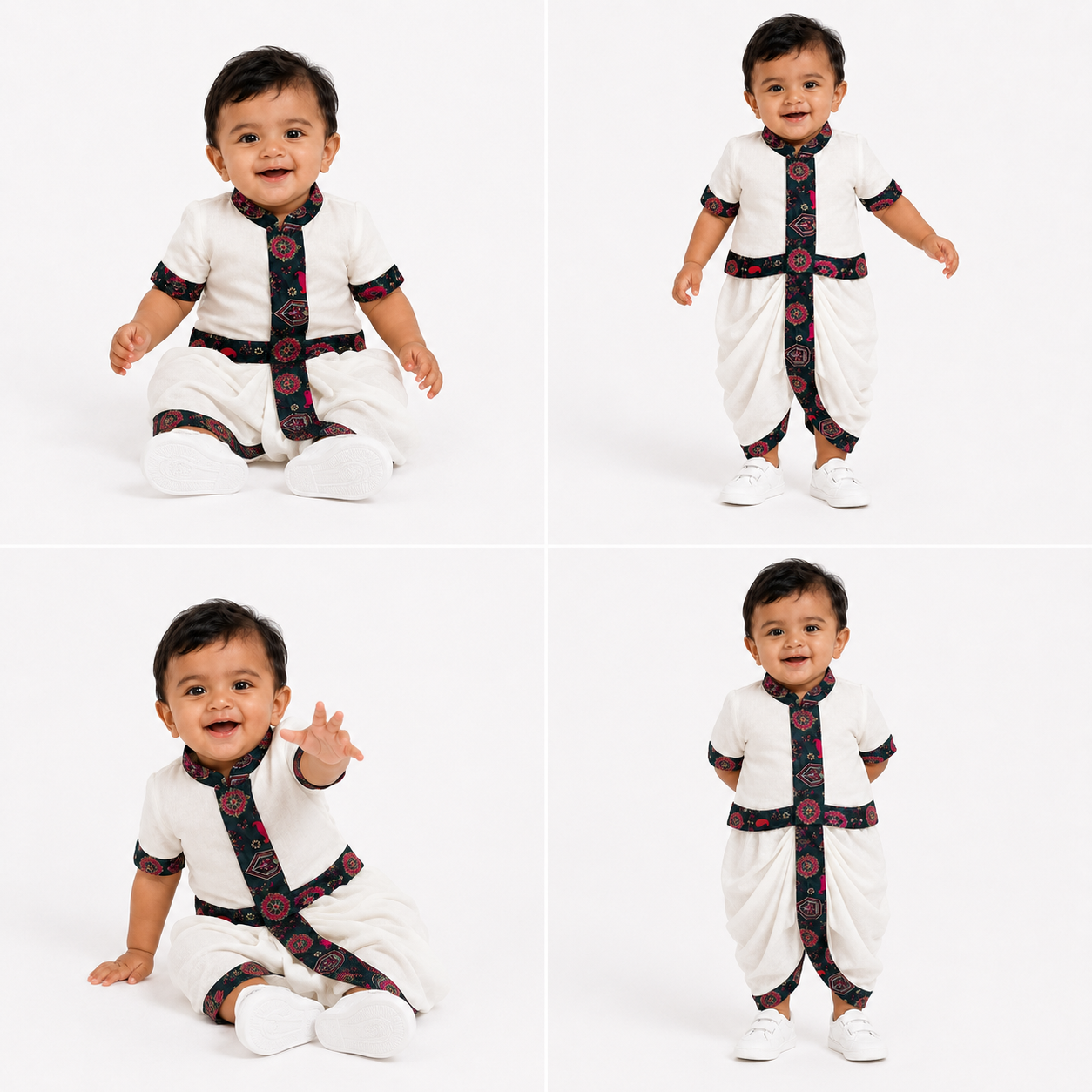 Traditional Kasavu Baby Shirt & Dhoti Set