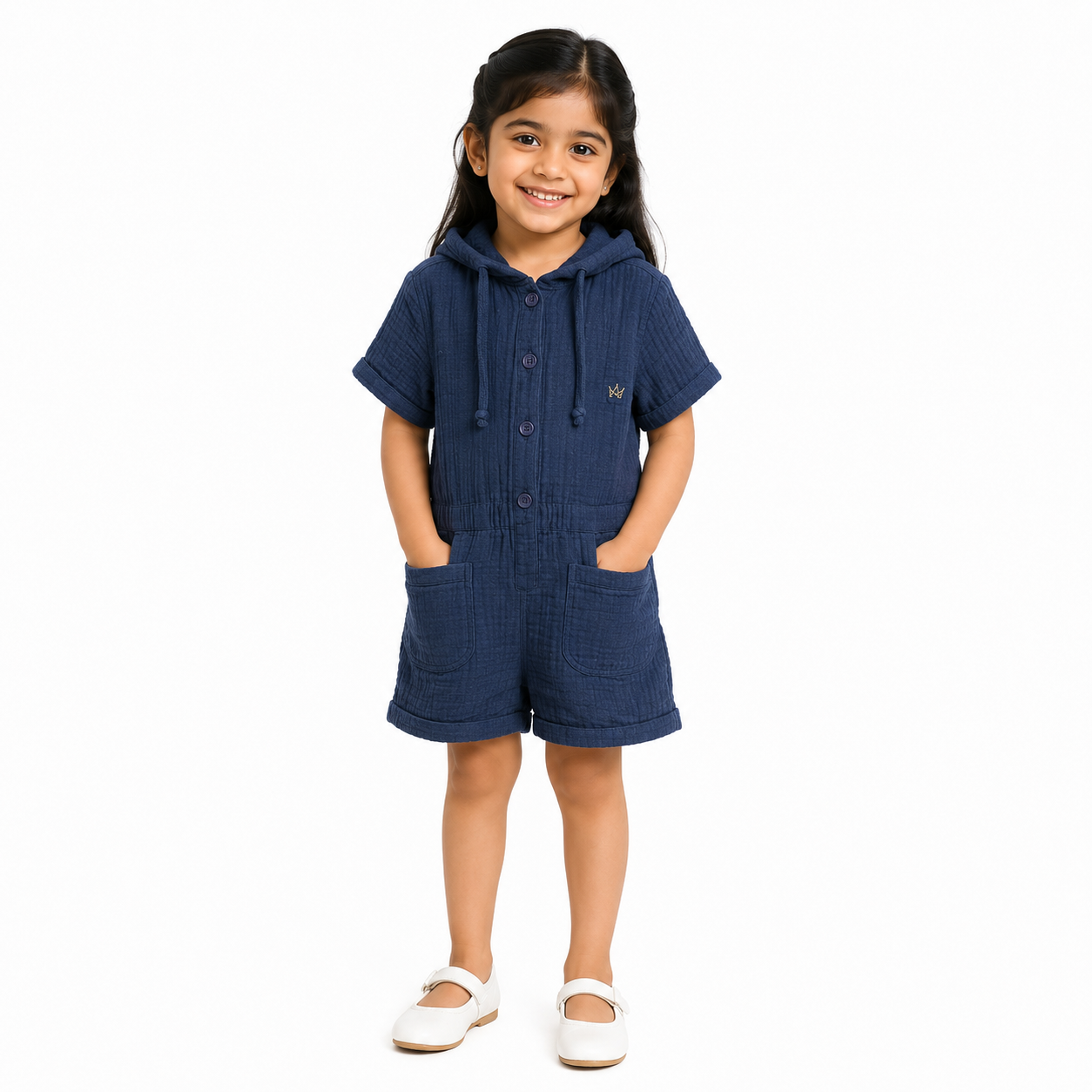 Denim Hooded Utility Playsuit