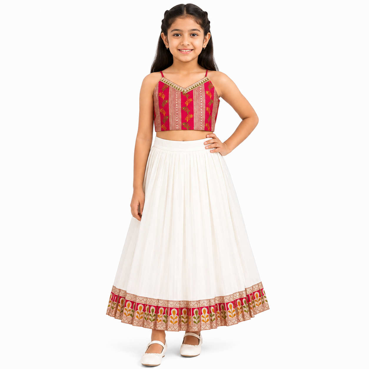 Onam Pink Lehenga Set