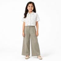 Floral Cropped Shirt & Wide-Leg Pant Set