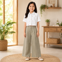 Floral Cropped Shirt & Wide-Leg Pant Set