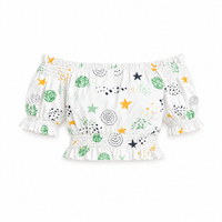 Cosmic Smocked Off-Shoulder Crop Top