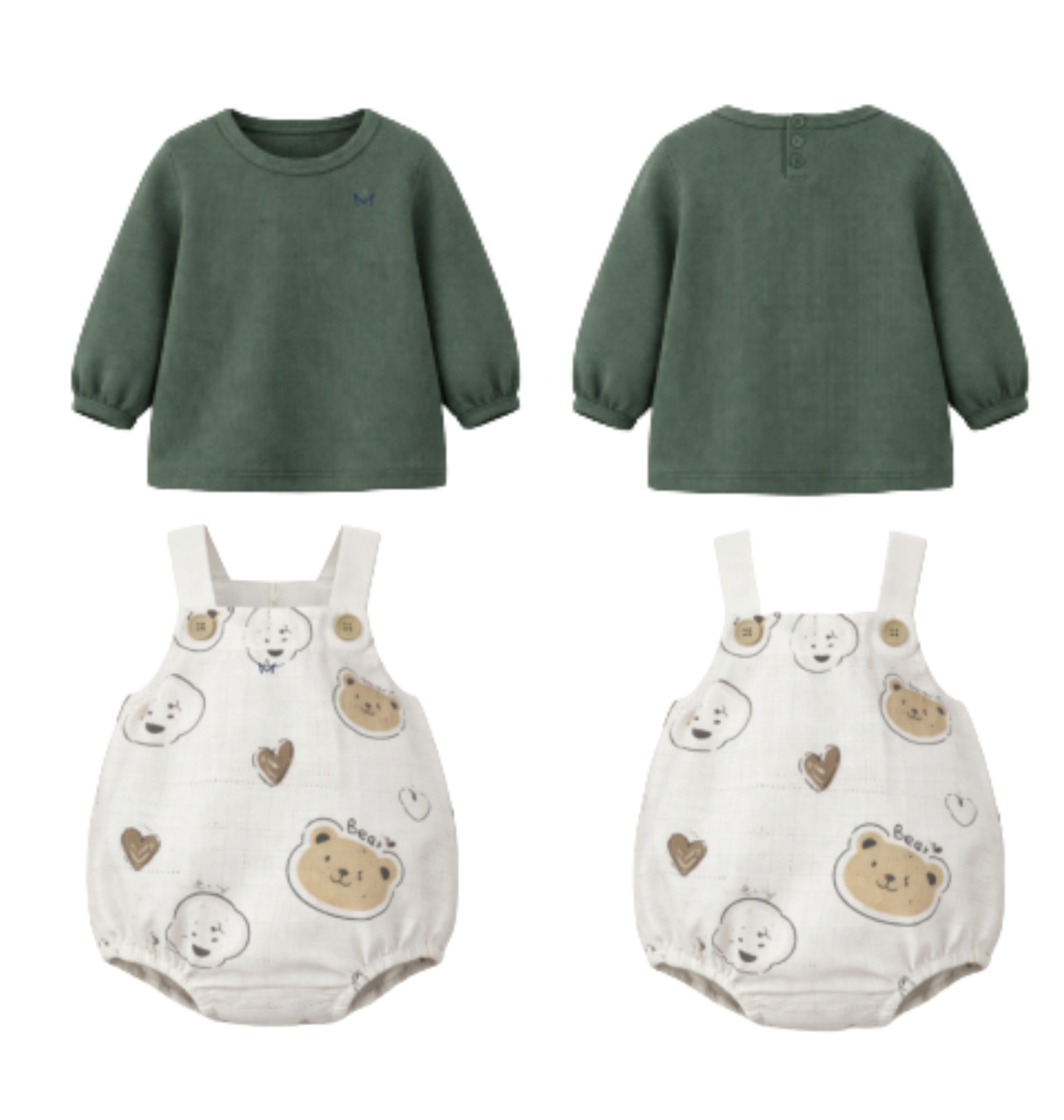 Baby dungree style romper with inner top.