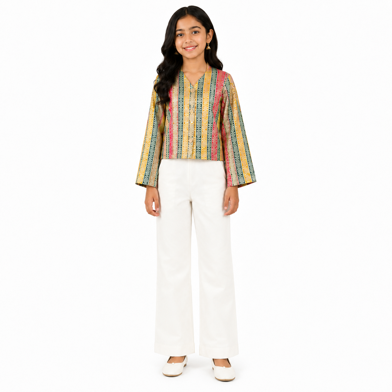 Festival Stripe Cropped Kimono Set