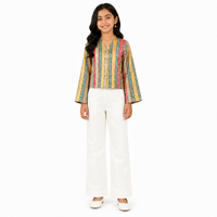 Festival Stripe Cropped Kimono Set
