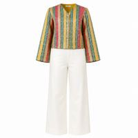 Festival Stripe Cropped Kimono Set