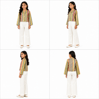 Festival Stripe Cropped Kimono Set