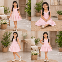Pink Bow Gingham Tier Dress