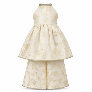 Ivory Bloom Open-Back Peplum Set